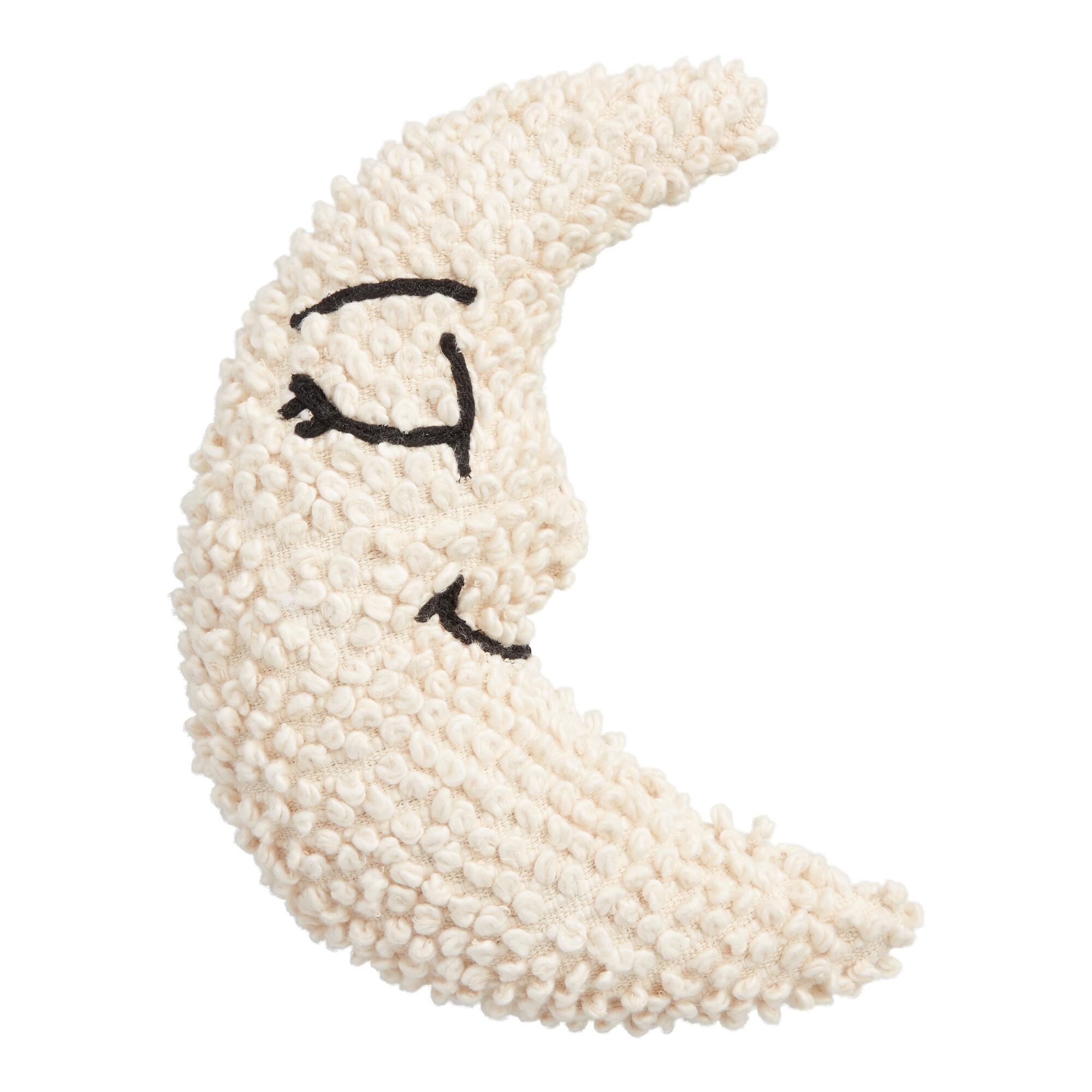 Ivory Moon Shaped Textured Throw Pillow by World Market