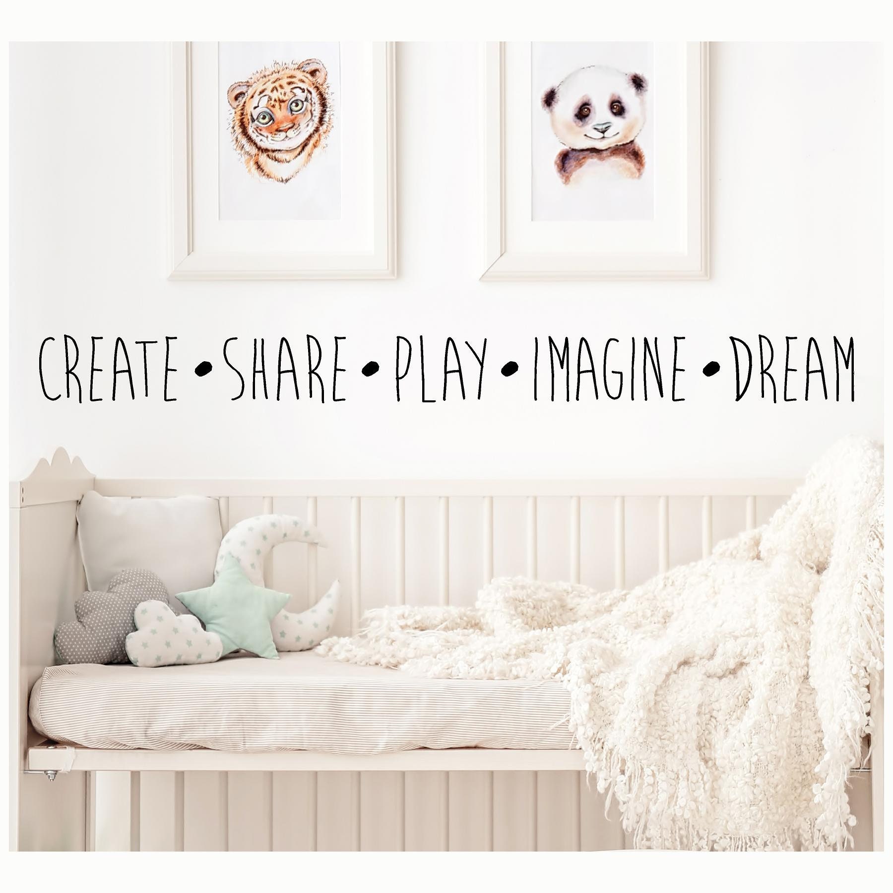 Create, Share, Play, Imagine, Dream Customizable Vinyl Lettering Wall Decal Removable Sticker