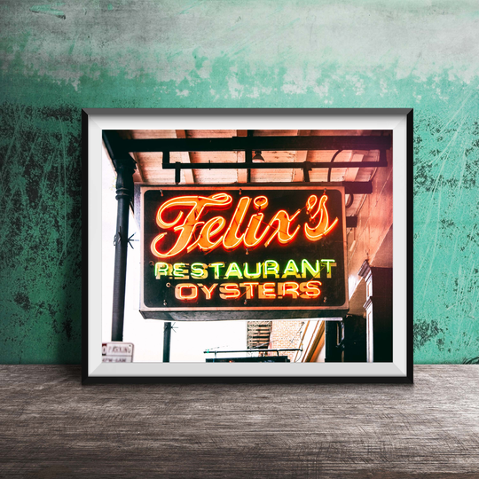 Felix's Oysters, New Orleans Wall Art - Nola Sign Photography Unframed Print French Quarter, Restaurant