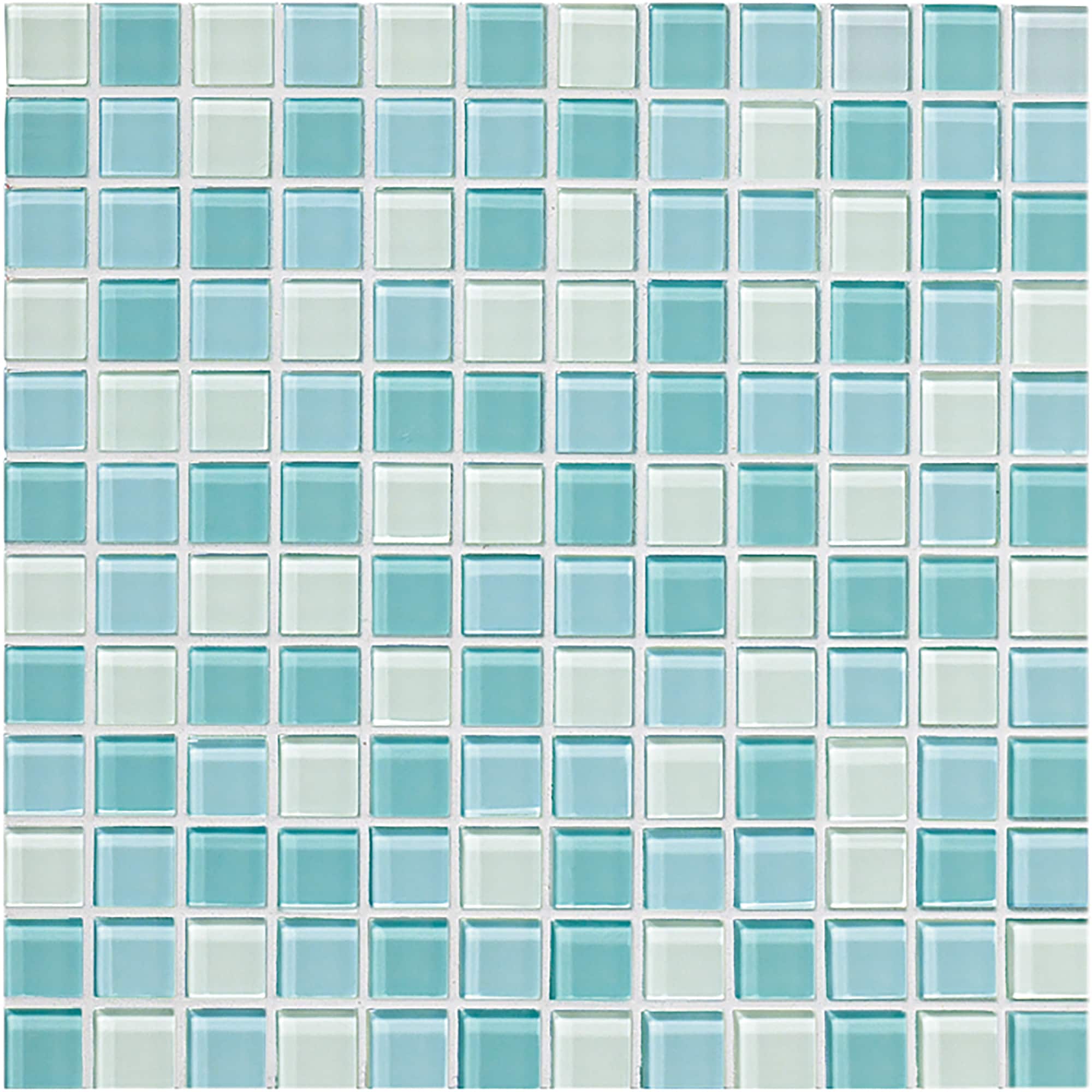 Crossville High Fidelity Snow/Baby Blue/Aqua 4x4 Swatch 1x1 Mosaic Blend | 1X1LW.GB05