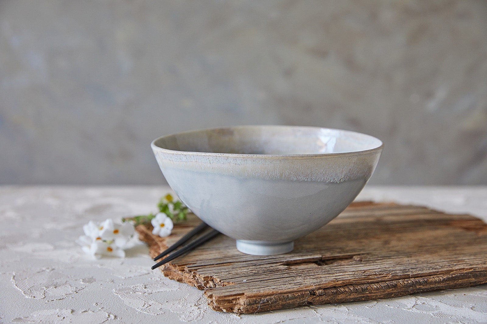 Ceramic Ramen Bowl, Gray Pottery Serving Salad Nesting Modern Kitchen Dish, Japanese Noodles Bowl