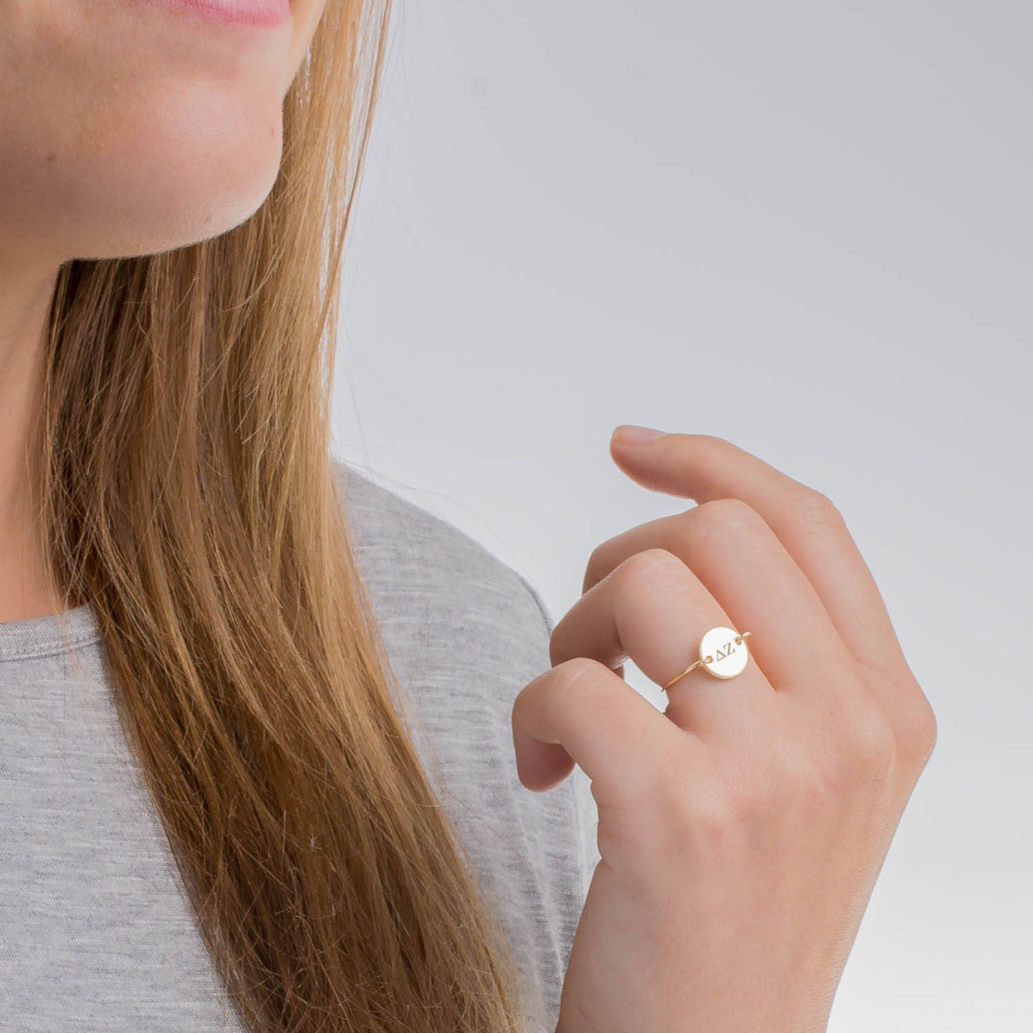 sterling Silver Delta Zeta Ring, Dz Gold Deezee D Z Sorority Circle Ring
