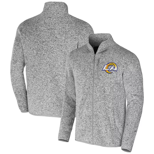 Men's NFL x Darius Rucker Collection by Fanatics Heather Gray Los Angeles Rams Fleece Full-Zip Jacket, Size: XL, Grey