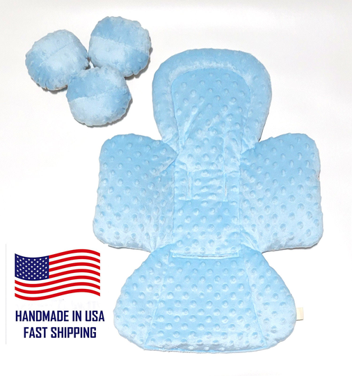 4Moms Mamaroo Newborn Insert Rockaroo Bounceroo Reversible Infant Insert Seat Balls For Mobile Mamaroo Baby Boy Minky Blue