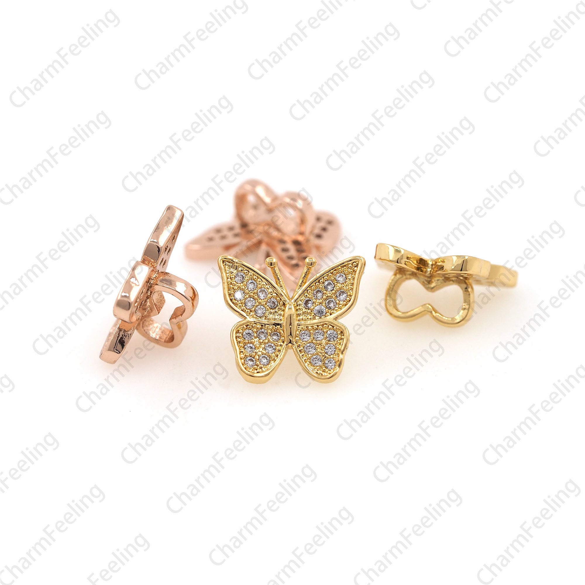 Micro Pave Butterfly Bead, Insect Beads, Cz Butterfly Necklace Bracelet Pendants 12 10.3 5.8mm Hole3.3mm 1Pcs