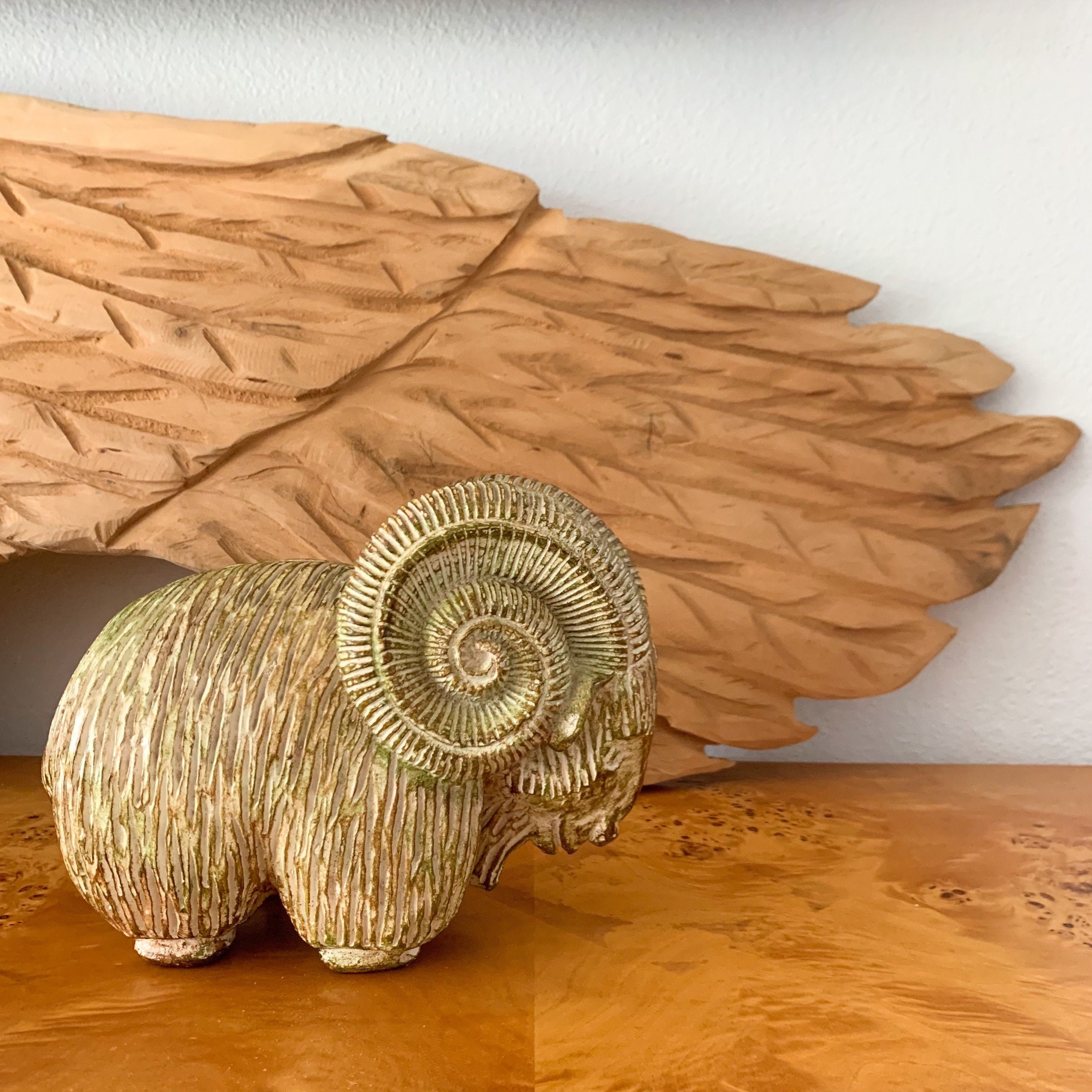 Vintage Lloyd Bryan Plaster Ram Sculpture