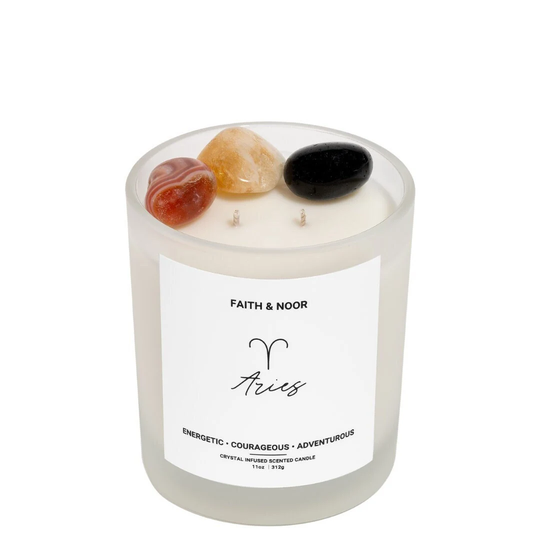 Aries - Zodiac Crystal Candle Astrology Crystals For Aries Personalized Gift Birthday