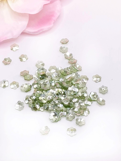 6mm Flower Cup Sequins Light Green