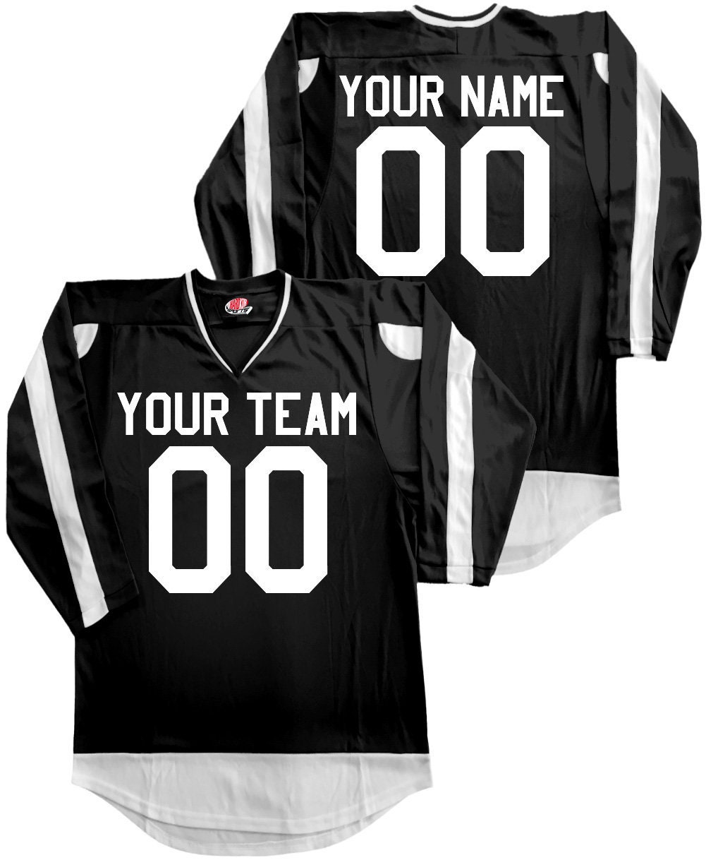 Custom Hockey Jersey Black & White Personalized With Your Team, Player Name Numbers