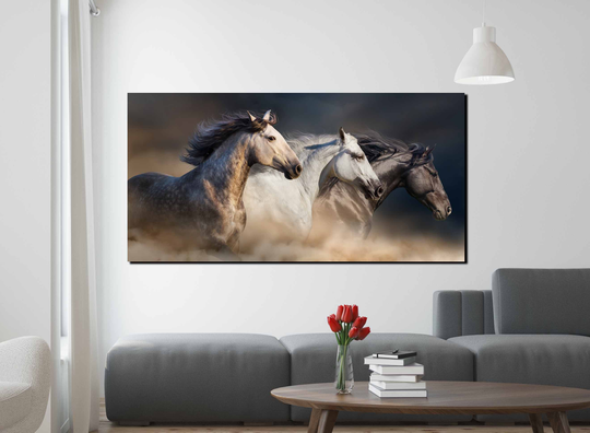 Horse Wall Art, 3 Running Horses Art Canvas Print, Horse Canvas, Photo