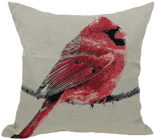 MANOR LUXE Bird 18-in x 18-in Red Cotton Blend Indoor Decorative Pillow Polyester | ML14937AREDFEATHER