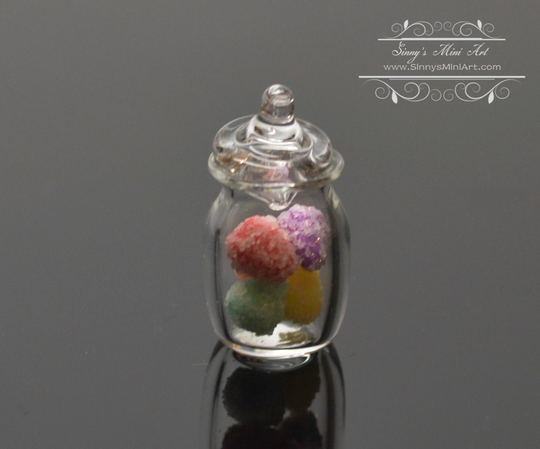 112 Dollhouse Miniature Sugar Frosted Bonbons in Jar With Lid Bd K2776