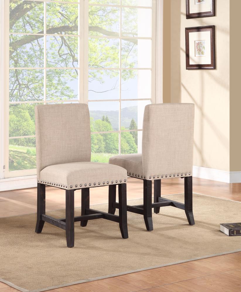 Modus Furniture Yosemite Rustic Polyester/Polyester Blend Upholstered Dining Side Chair (Wood Frame) in Black | 7YC966F