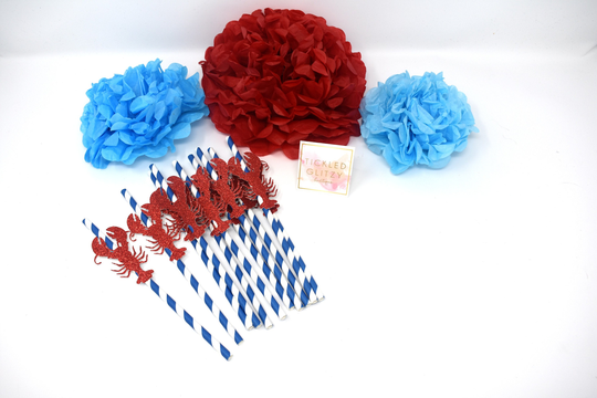 Crawfish Boil Decorations, Straws, Party Seafood New Orleans Decor, Nola Decor