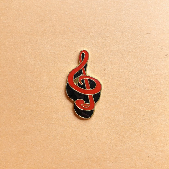 Treble Clef Pin/Vintage Enamel 80S 80's Hat Tac Pinback Button Jacket Gift Present Lapel Musician Music Note