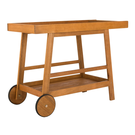 Eucalyptus Wood 2 Tier Hume Outdoor Patio Bar Cart: Gray by World Market