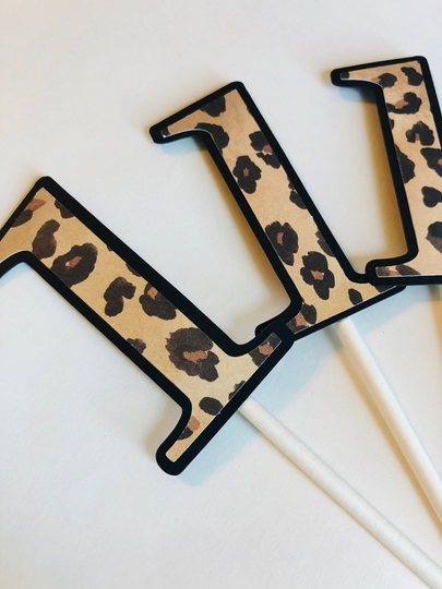 Leopard Cupcake Toppers, Leopard Cheetah Picks, Birthday, Party, Decor, Leopard