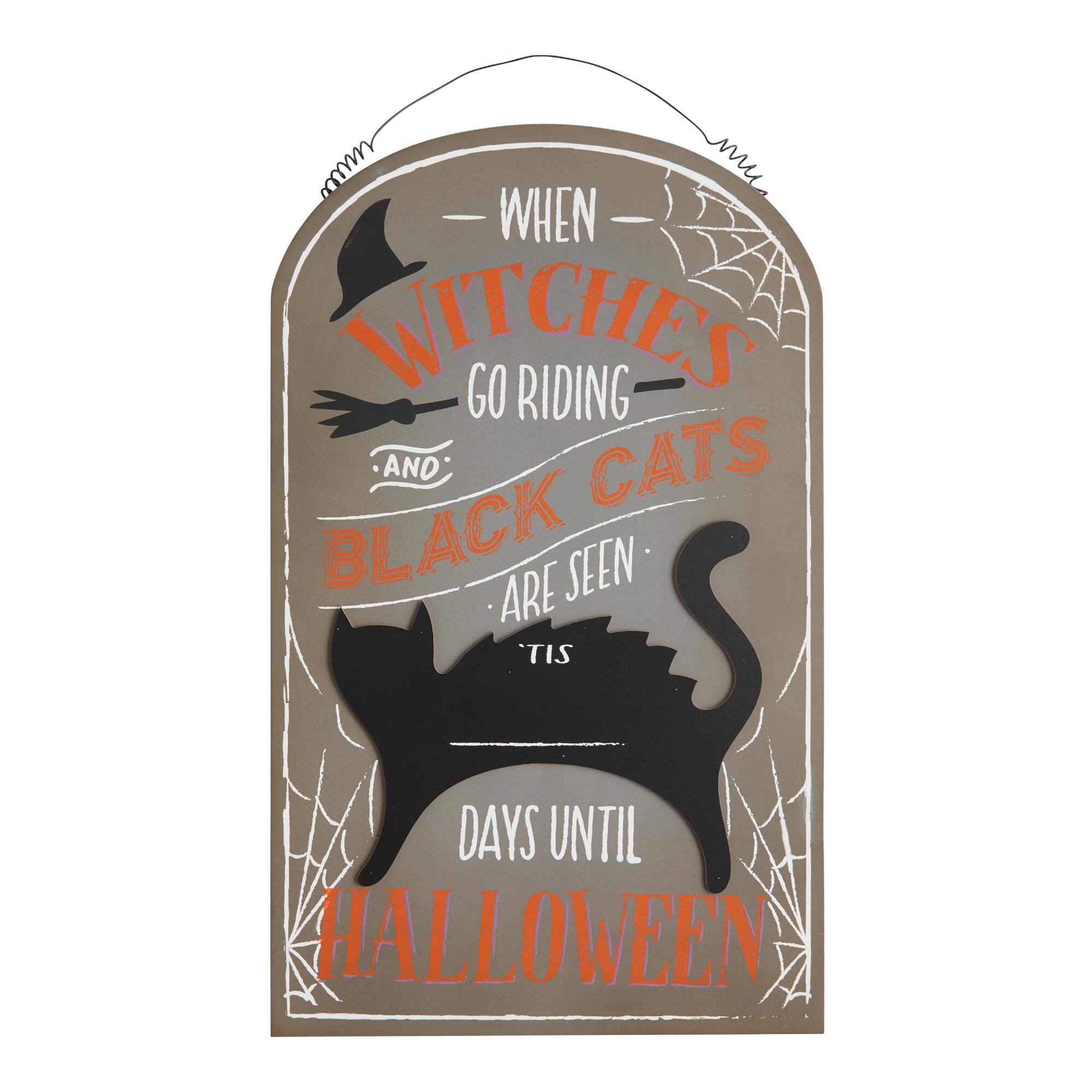 Witches and Black Cats Halloween Countdown Hanging Decor: Multi - Wood by World Market