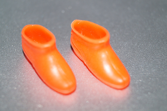 Vintage Orange Squishy Ankle Boots Pair Shoes Francie Japan