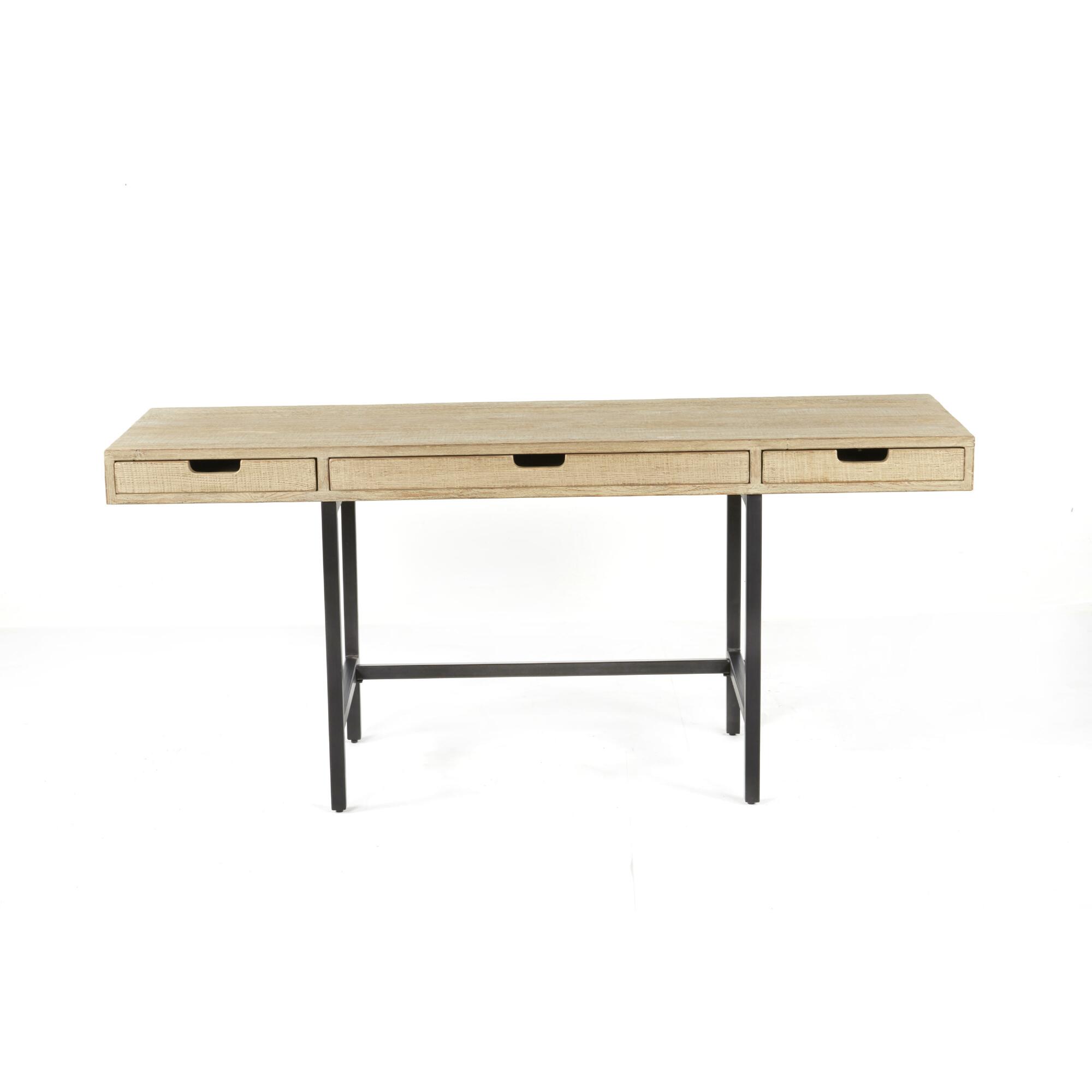 Graywash Reclaimed Pine Tate Desk with Drawers - Wood by World Market