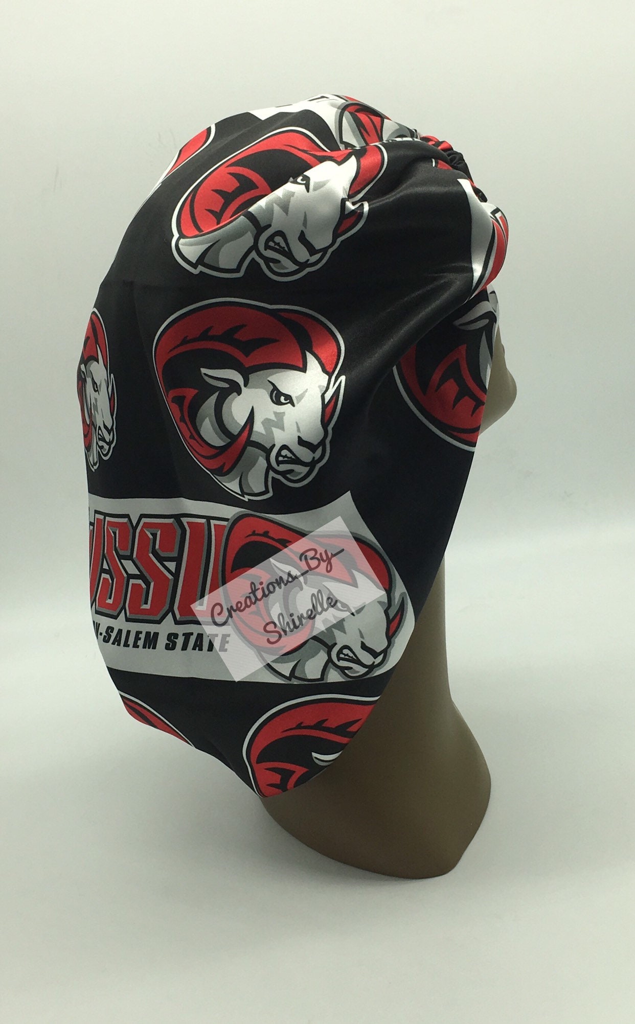 Winston Salem State University Satin Bonnet | Ram Pride Black & Red Available in Adults Children| Sleep Cap Wssu