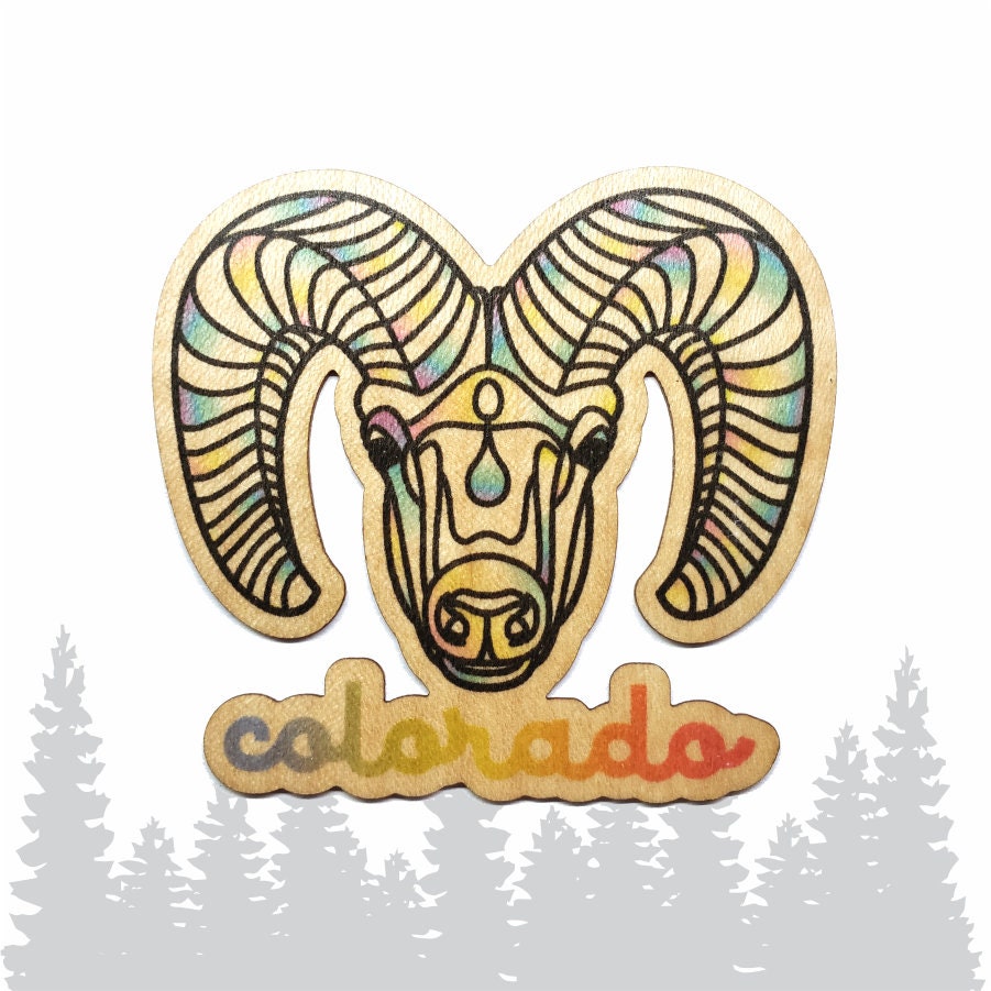 Colorado Ram - Wooden Sticker Maple Wood