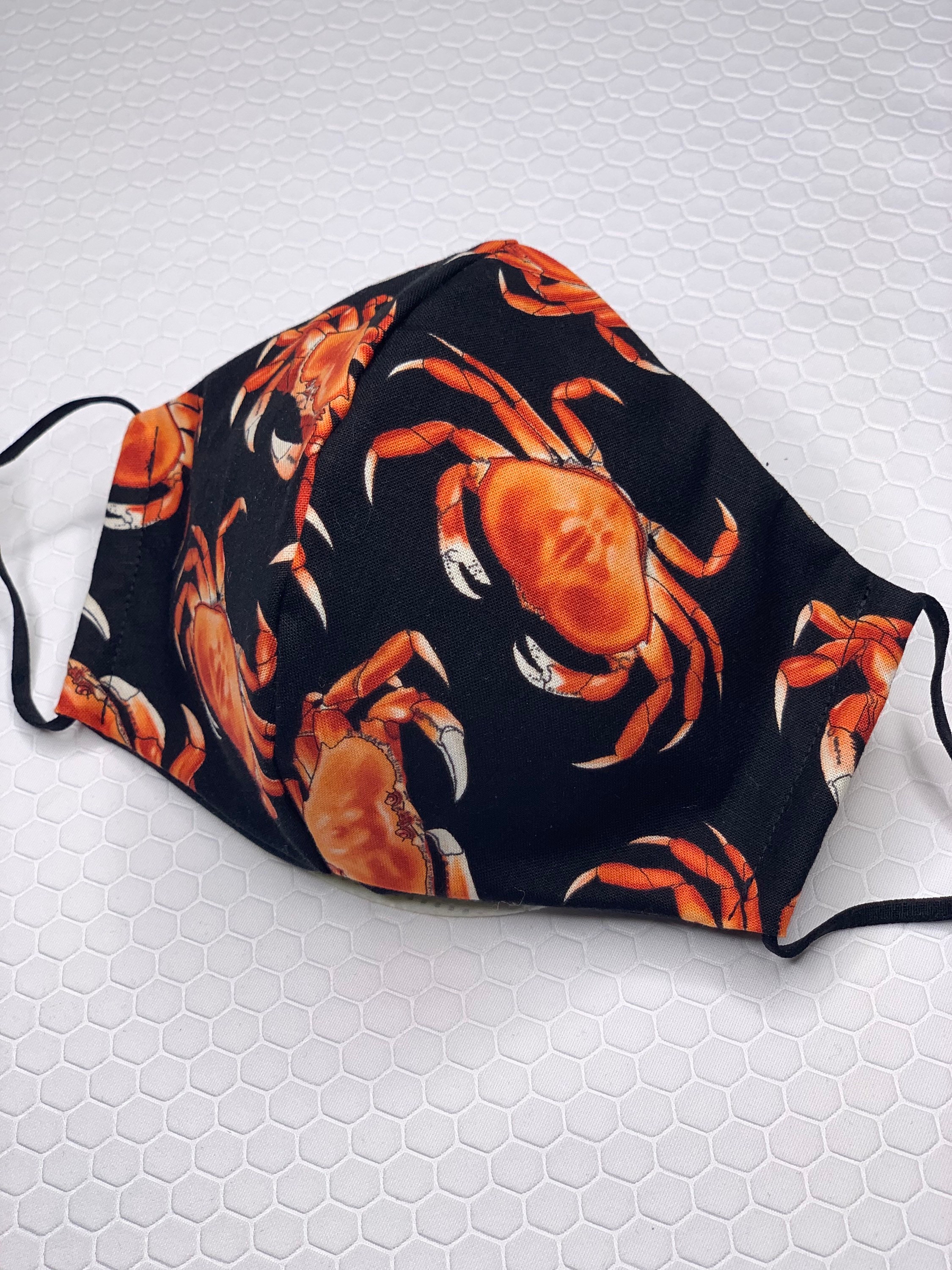 Crab Face Mask, Seafood Facemask, Washable Protection, 100% Cotton, Adjustable Nose Bridge
