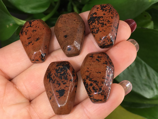 5Pc Natural Red Obsidian Coffin,crystal Coffin,double Coffin,home Decor,crystal Gifts 1.2 Inch