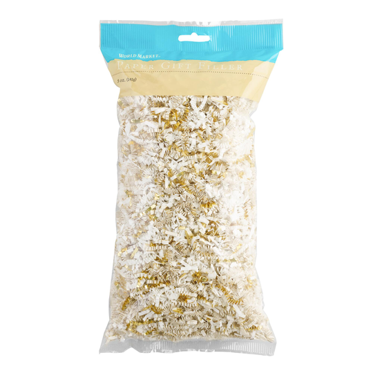 White And Gold Crinkle Basket Filler by World Market