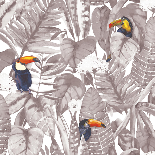 Hiding Toucan Peel and Stick Wallpaper: Gray by World Market