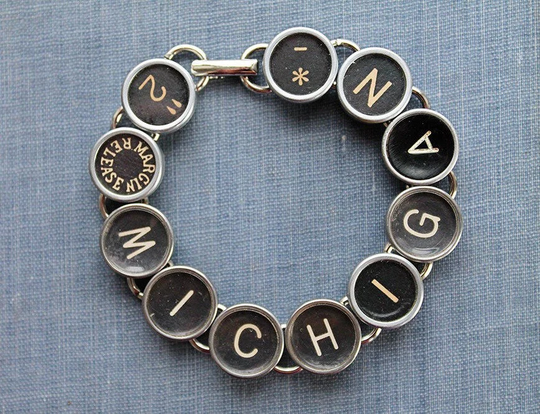 Typewriter Key Bracelet Jewerly Made With Typewriter Keys Michigan