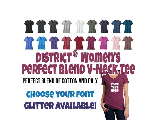 District ® Women's Perfect Blend V-Neck Tee, Ladies Custom V-Neck, V - Neck Dm1190L