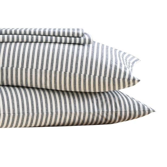 Reborn Montauk California King 144-Thread Count Cotton Polyester Blend Grey Stripe 4-Piece Bed Sheet in Gray | 807000276141