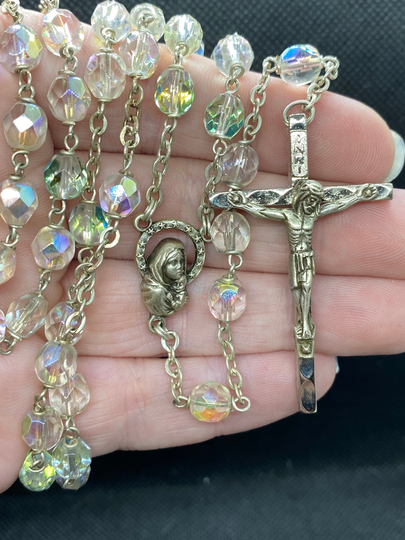 Vintage Rosary With Crucifix & Beads Made in Italy