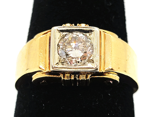 Handmade 14K Yellow Gold Diamond Ring Size 9.5