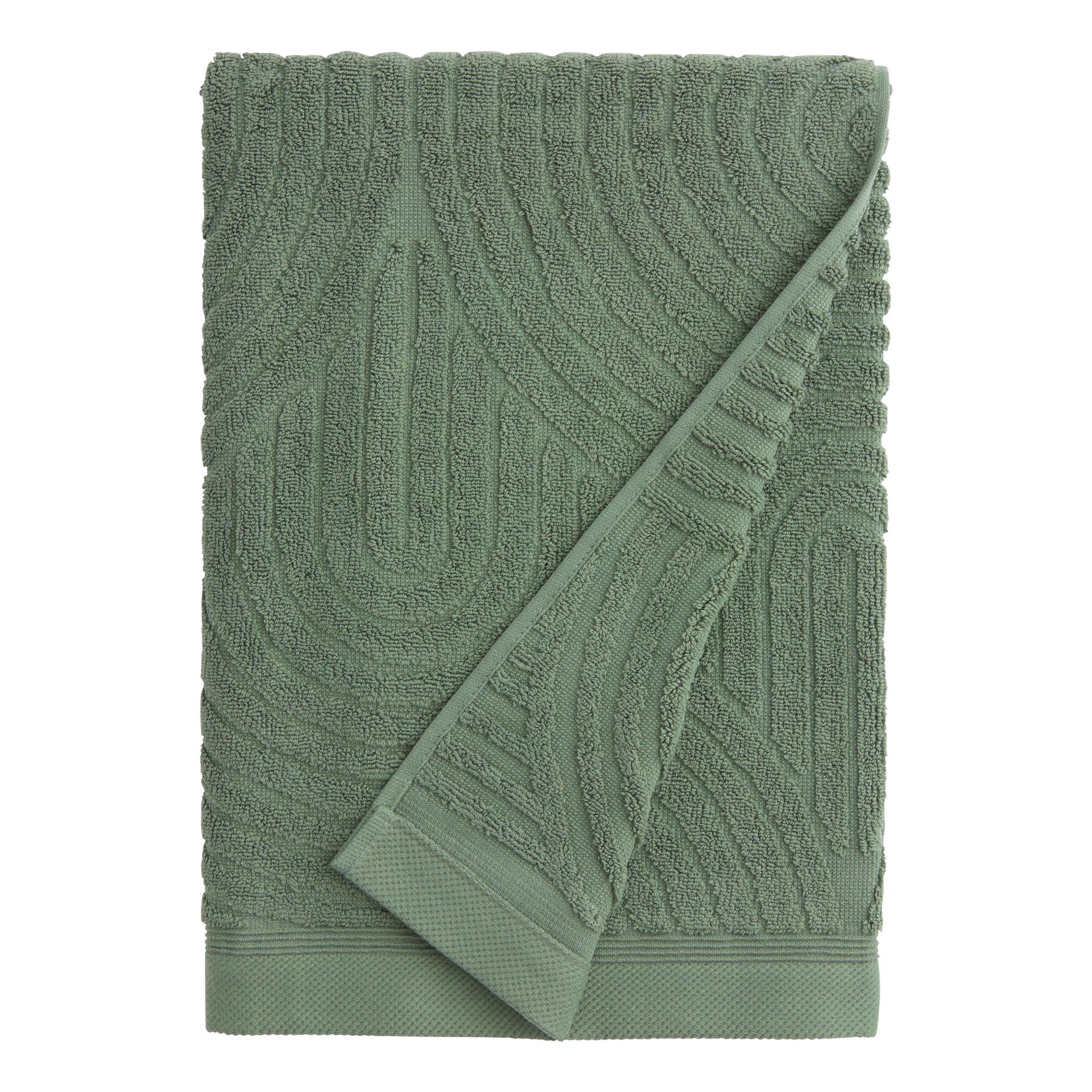 Laurel Wreath Green Sculpted Arches Bath Towel - Cotton by World Market