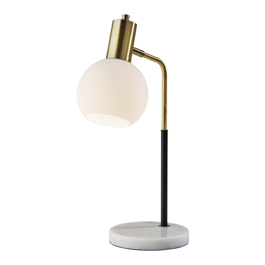 Metal and White Marble Adjustable Dylan Desk Lamp: Black/Metallic by World Market