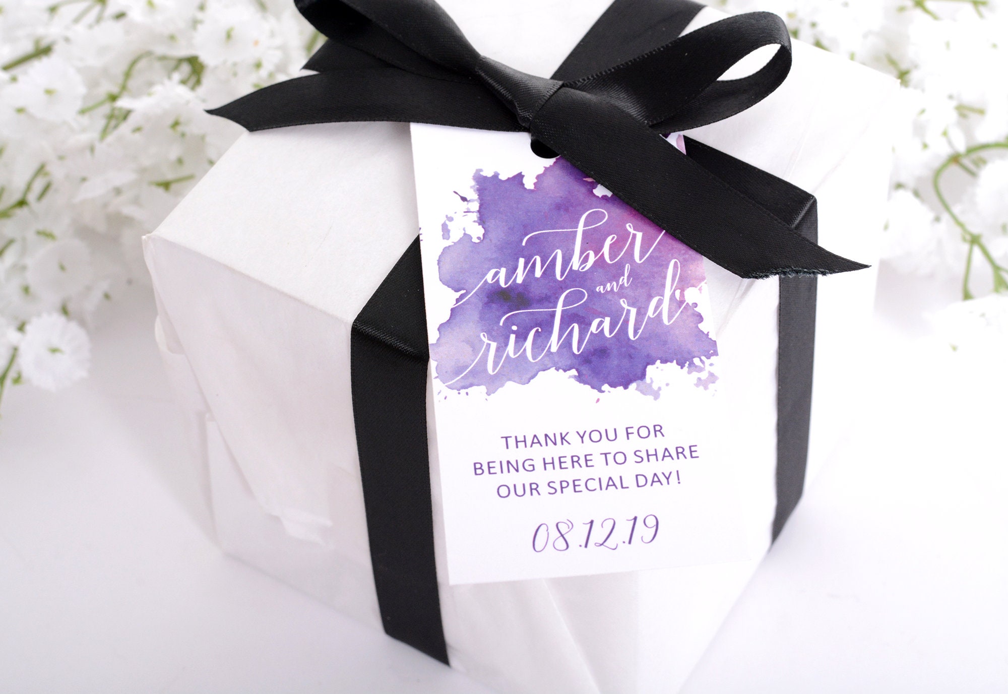 Wedding Favor Tags - Wine Bottle Tags, Box Card, Bag Custom Watercolor Hanging #wtg-254
