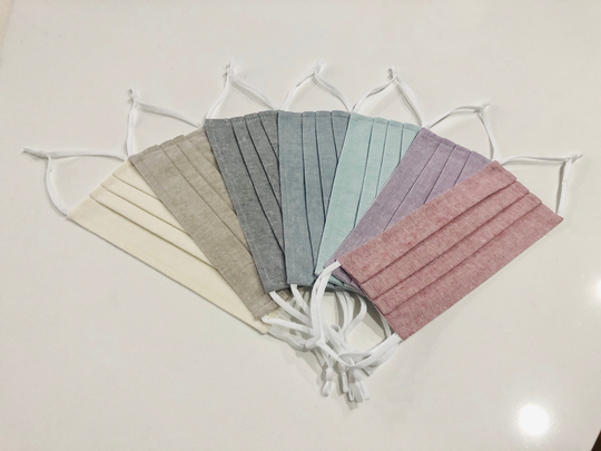 Salelinen & Cotton Blend Face Mask with Adjustable Elastics, Made in Usa, Support Nyc Garment District