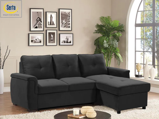 Serta Casual Ash Polyester/Blend Sectional in Gray | LSLA619ASH