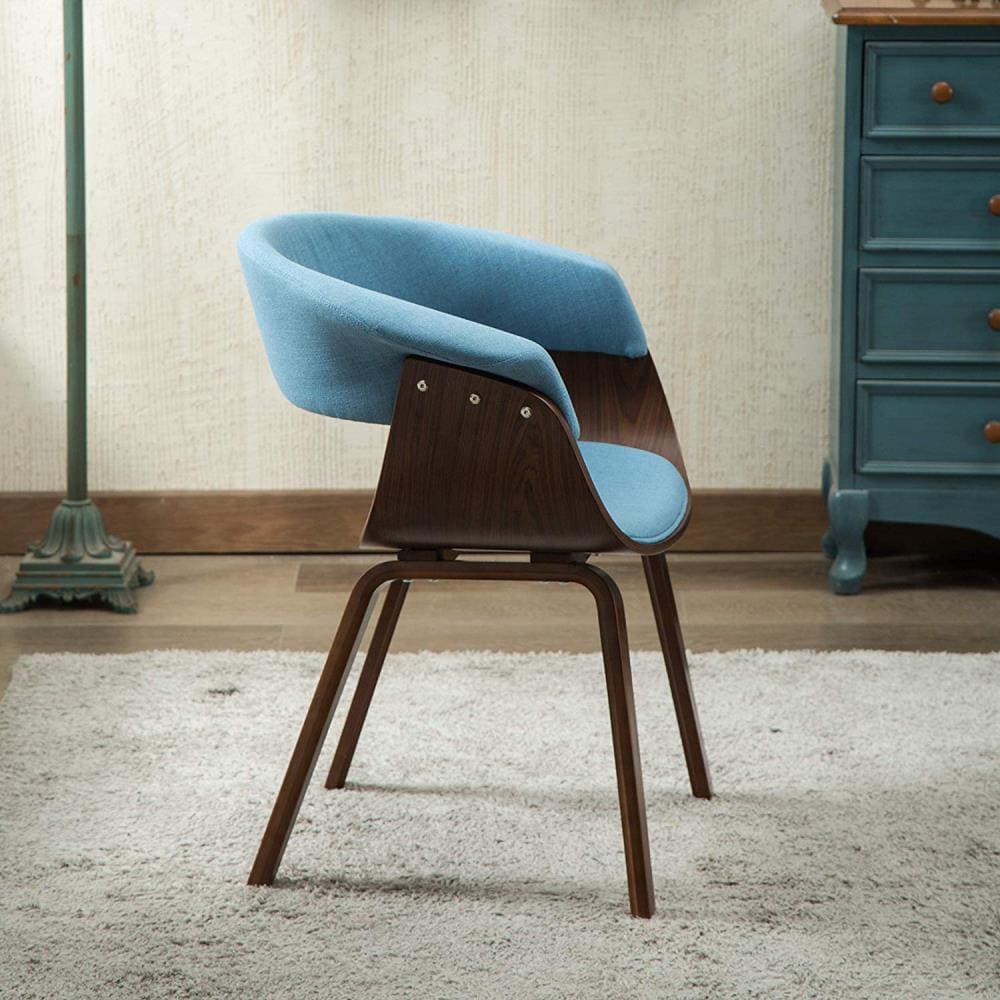 Clihome Dining Chair Contemporary/Modern Polyester/Polyester Blend Upholstered Dining Arm Chair (Wood Frame) in Blue | ZB-PH-1008-1-BL