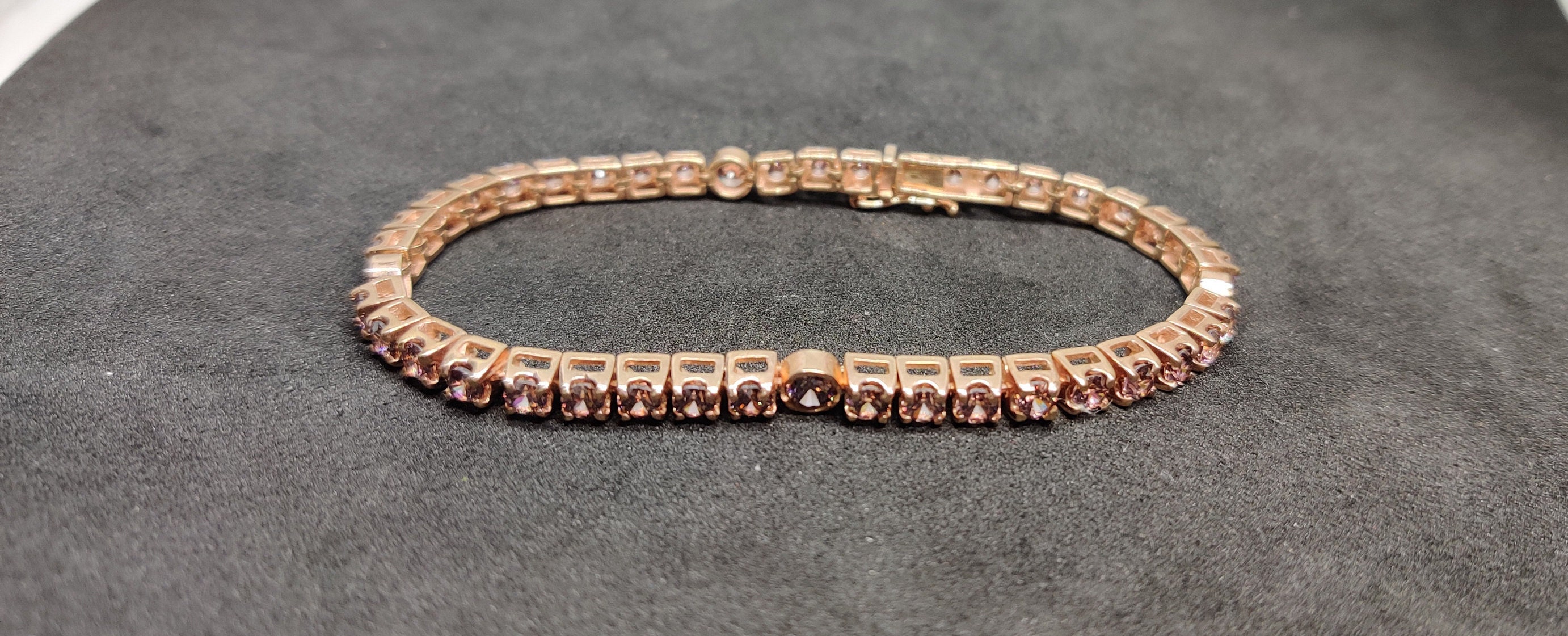 5.0 Carat Chocolate Diamond Tennis Bracelet in 10Kt Rose Gold Over Silver , Gift For Her