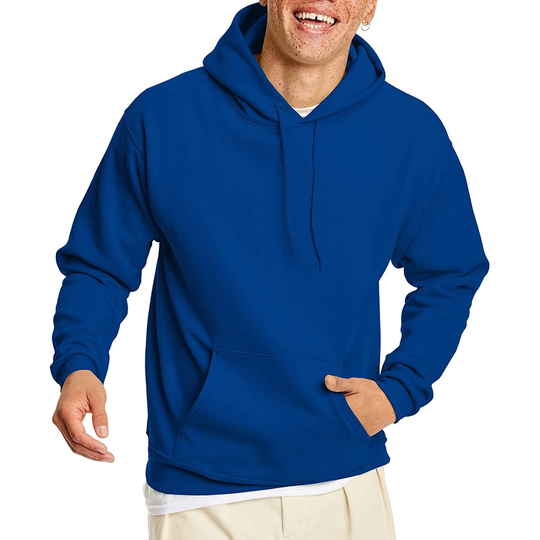 Hanes Men's Sweatshirt, EcoSmart Fleece Hoodie, Cotton-Blend Fleece Hooded Sweatshirt, Plush Fleece Pullover Hoodie - deep royal, small