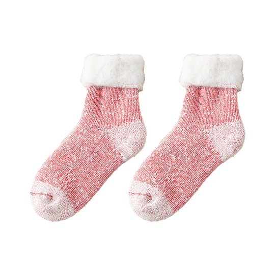1 Pair More Thicken Warm Keeping Women Socks Wool Blend Practical Good Woven Winter Socks for Daily Wear - light pink