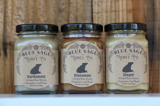 Trio Pack, Cardamom, Cinnamon, Ginger Infused Raw Honey, Tea & Coffee, Gourmet, Specialty, Personalized Gift, Foodie, Wellness, Natural