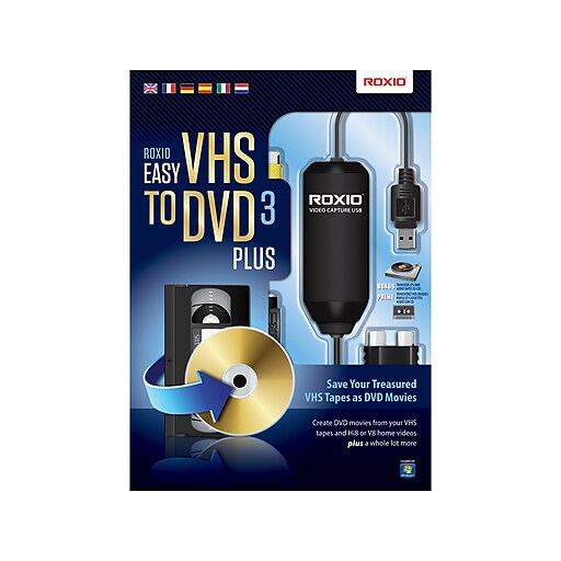 Roxio Easy VHS to DVD 3 Plus for 1 User, Windows, DVD (CORK1Z800F043)