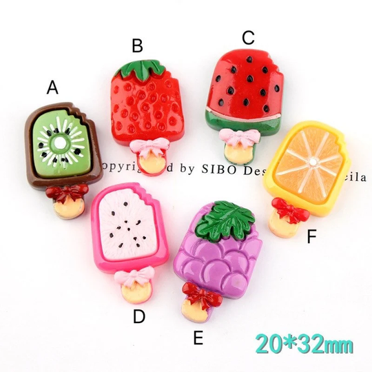 2032mm Resin Summer Ice Cream Fruit Popsicle Charms Kawaii Cabochon For Diy Jewelry Making Findings Fashion Component
