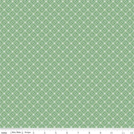 Sale Cook Book Linoleum C11765 Alpine - Riley Blake Designs Lori Holt Geometric Lattice Green Quilting Cotton Fabric