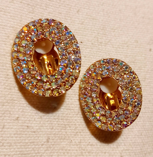 Aurora Borelais Rhinestone Stud Cluster Clip On Earrings