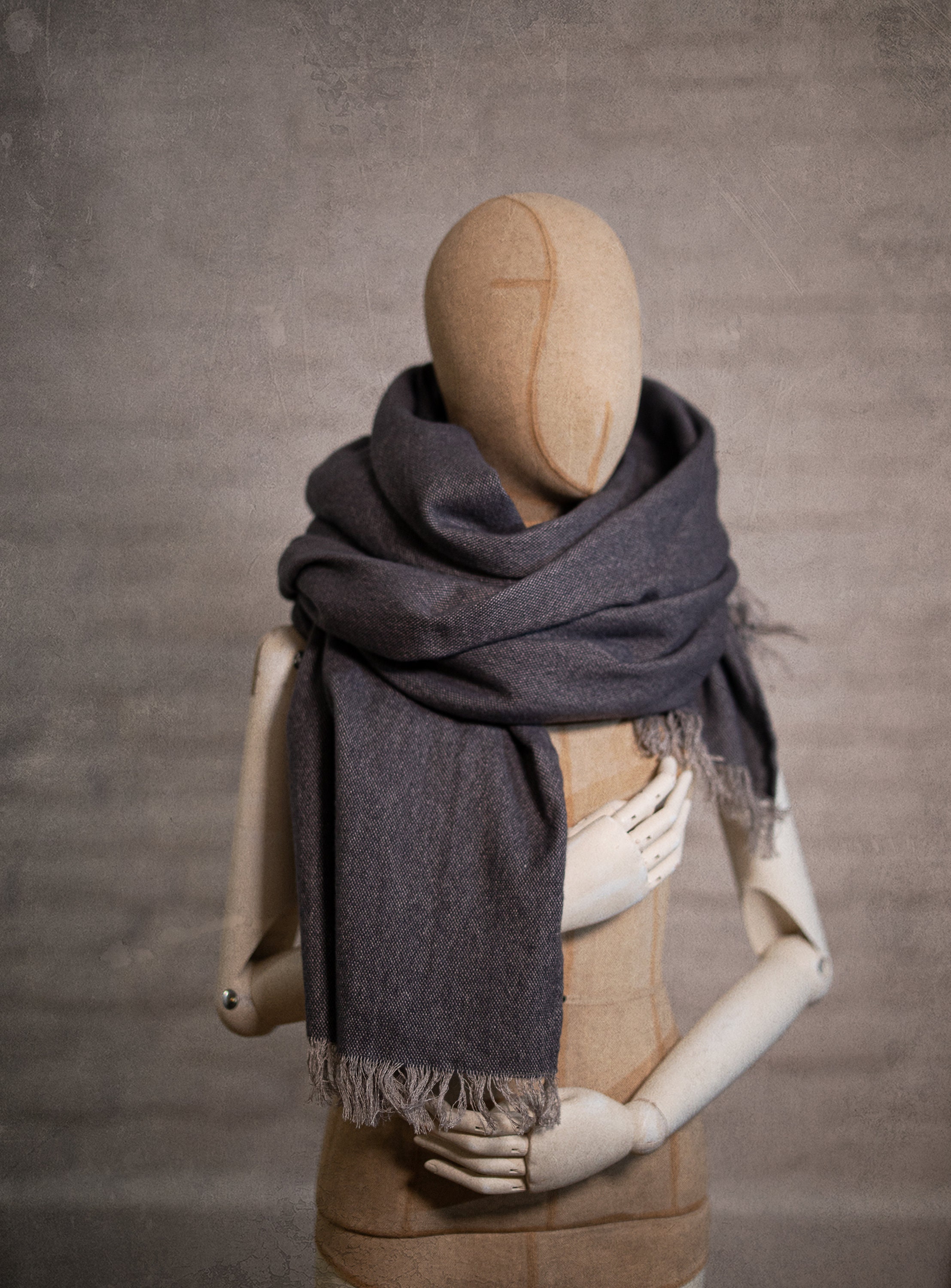 Cozy Scarf | Linen & Wool Blend Shawl With Soft Fringe Wrap